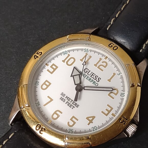 Guess Waterpro Watch With Black Leather Band - Picture 2 of 16